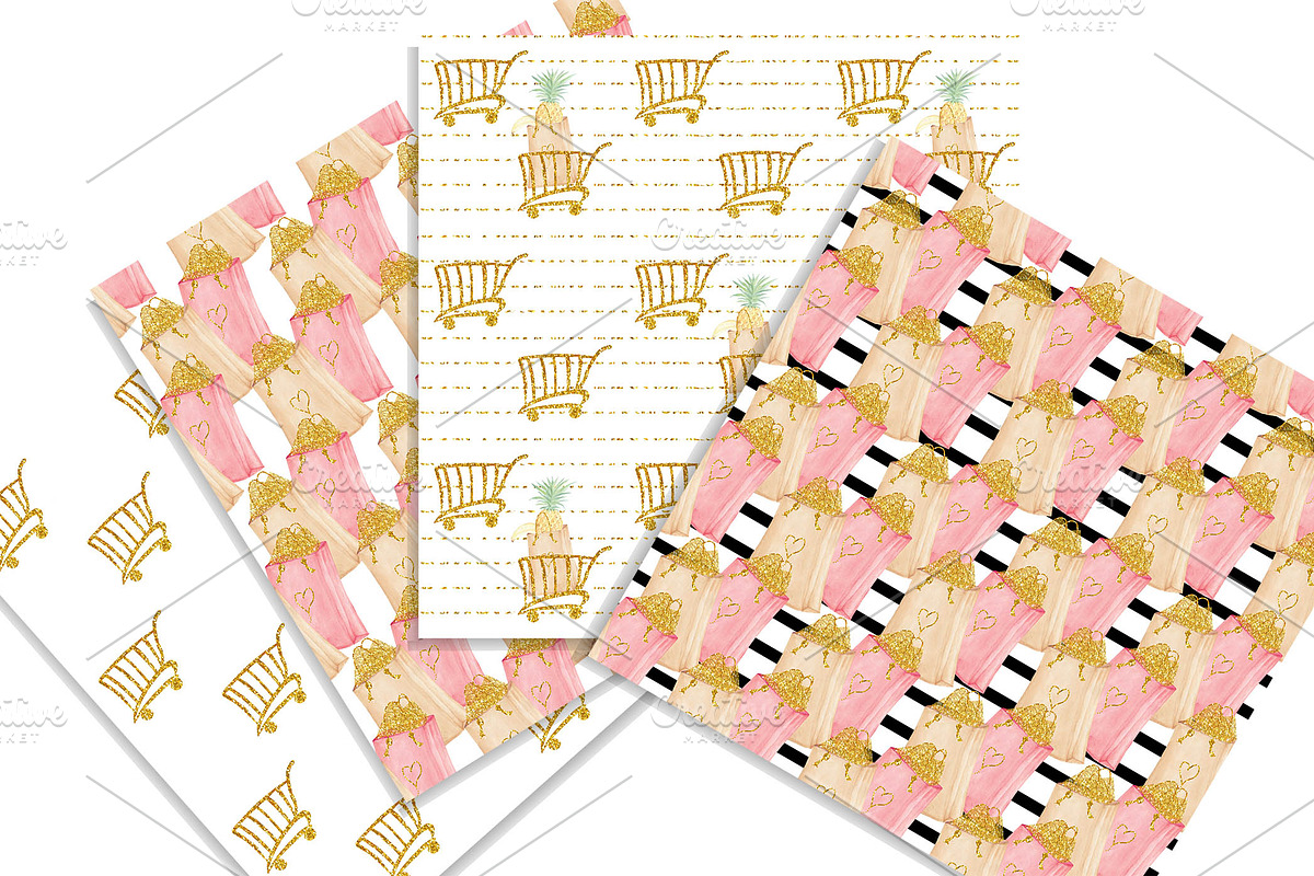 Watercolor with glitter papers, a Pattern Graphic by WoodLFoxy (Photo 3 of 4)