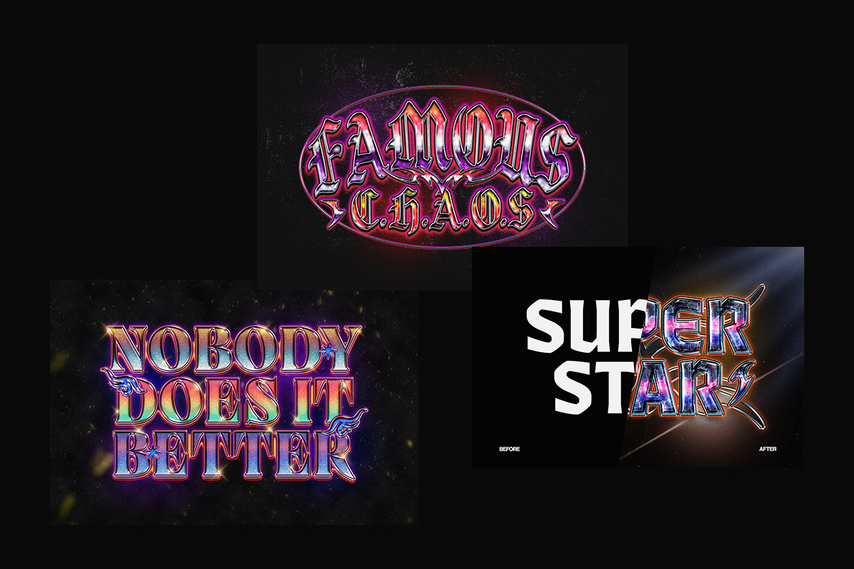 Chrome Bootleg Text Effect, a Layer Style Add-On by Matsero (Photo 2 of 4)