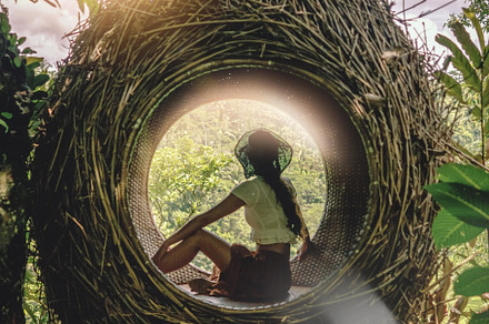 The girl in a giant nest