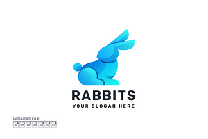 Rabbit Gradient Colorful Logo Vector, a Branding & Logo Template by yuanesei