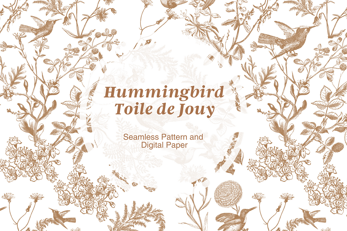 Hummingbird Toile de Jouy Pattern, a Pattern Graphic by Hughes Studio (Photo 1 of 10)