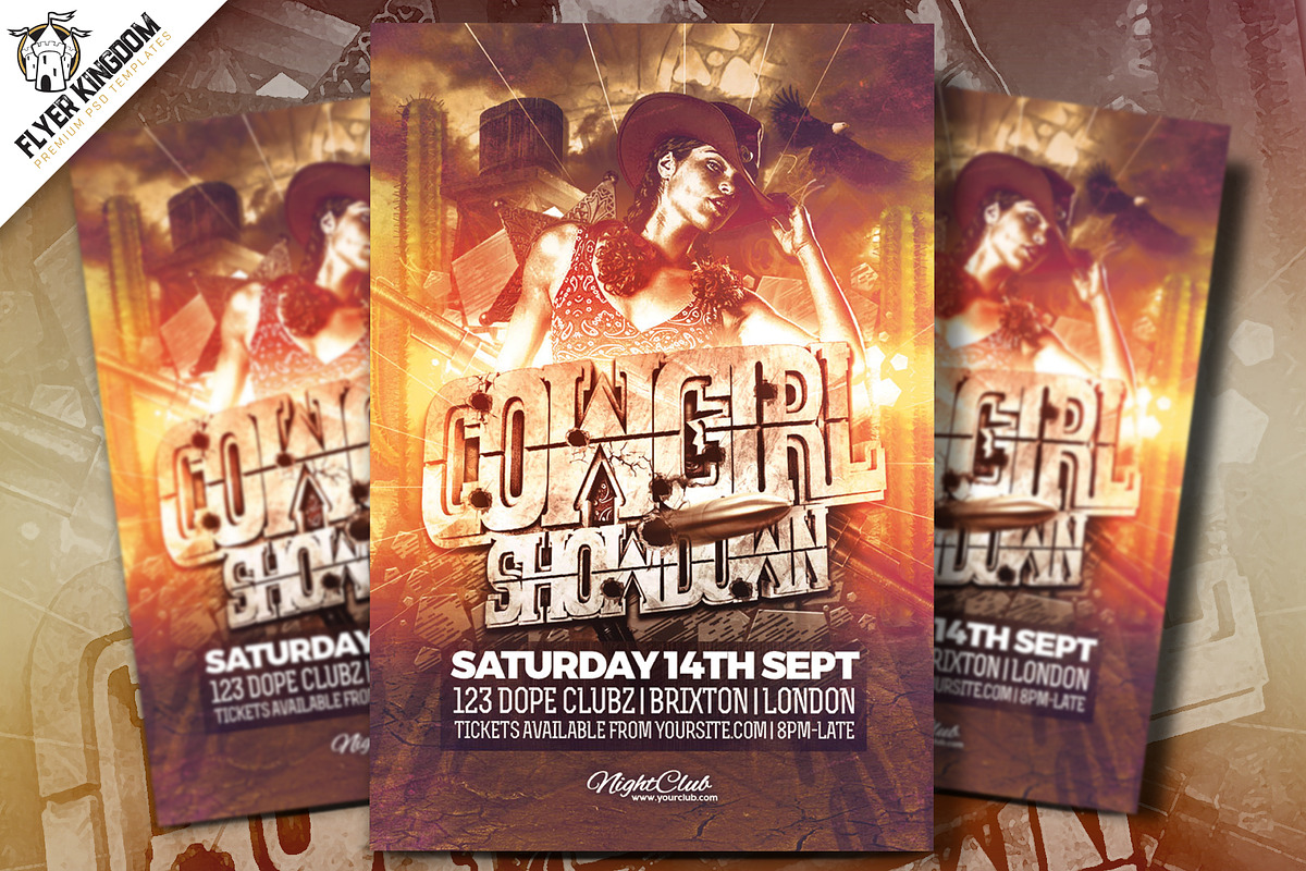 Cowgirl Showdown Flyer Template, a Flyer Template by FlyerKingdom