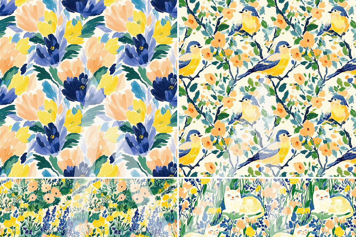 Modern Floral Seamless Patterns, a Pattern Graphic by Maishop (Photo 5 of 8)