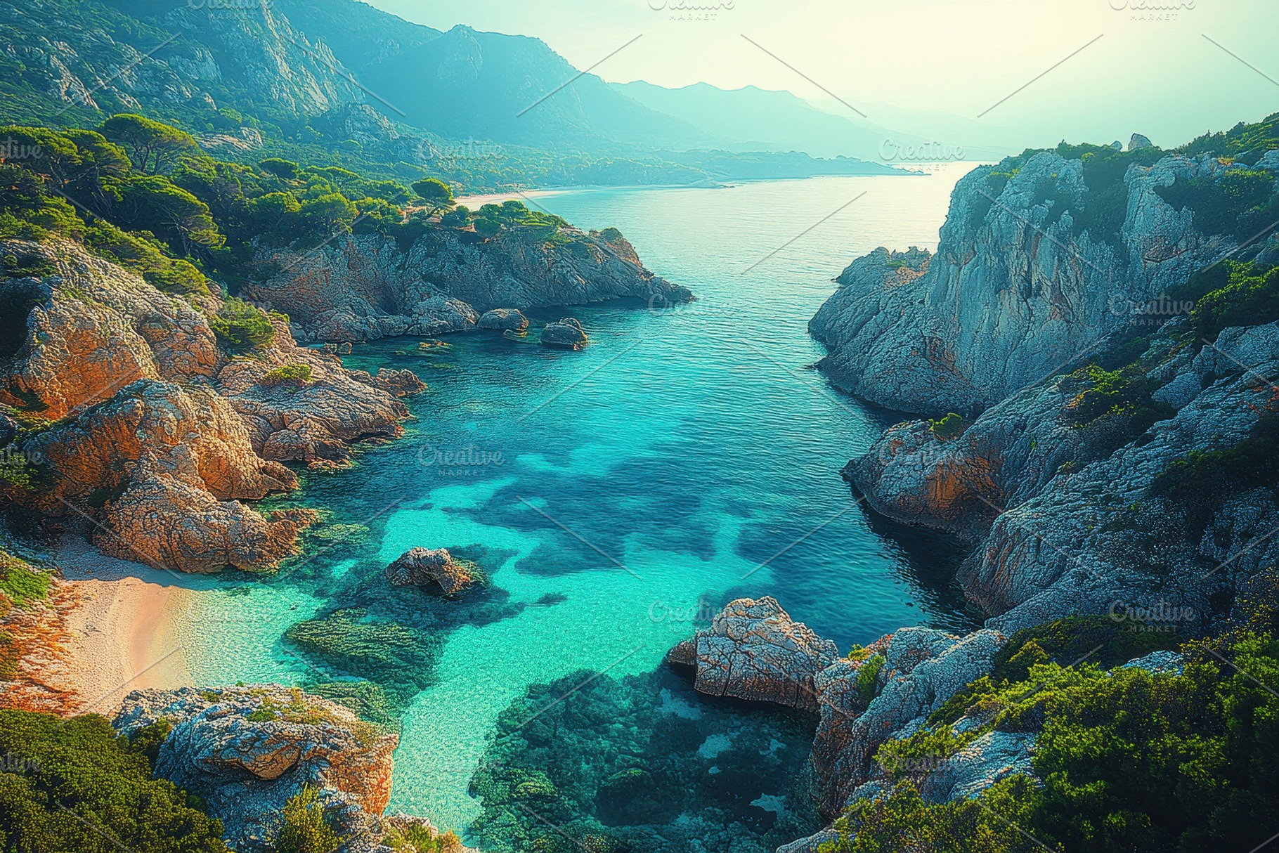 Serene coastal view of turquoise wat, a Photo by Tanuart