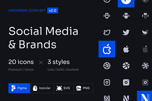Social Media and Brands Icon Set