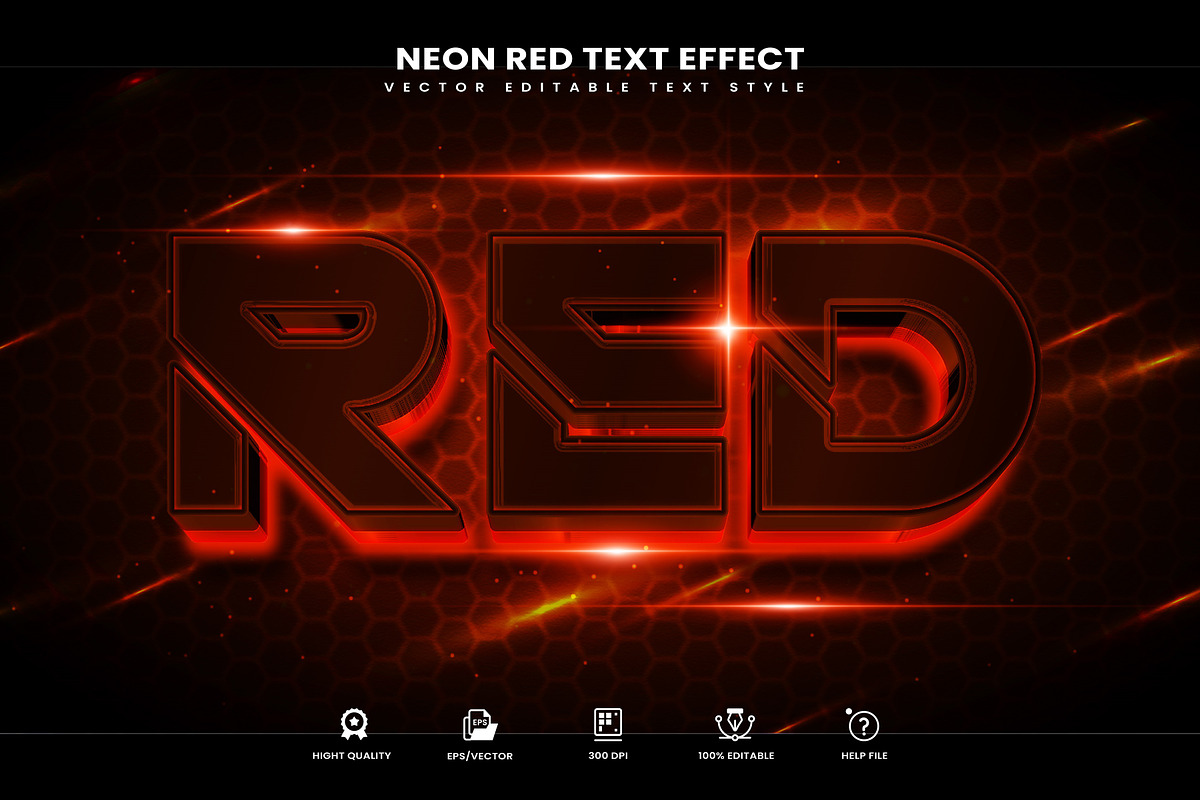 Neon Red Editable Text Effect, a Layer Style Add-On by Niestart Creation (Photo 1 of 2)