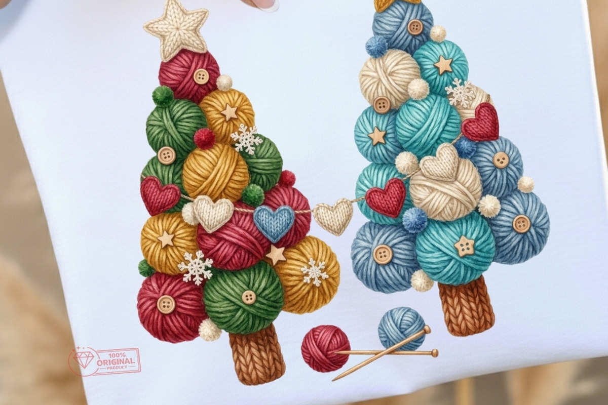 Handmade Yarn Christmas Tree Clipart, a Seasonal Illustration by Tanya Kart (Photo 4 of 10)