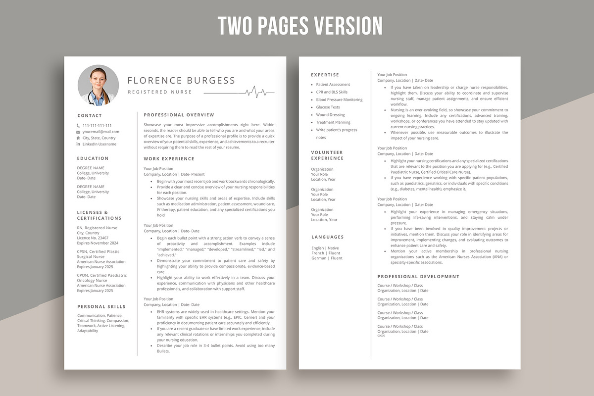 Nurse Resume Template/ Medical CV, a Resume Template by aivos (Photo 3 of 6)