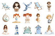 Boho Beach Clipart Coastal Kids, an Illustration by Design Market (Thumbnail 2 of 4)