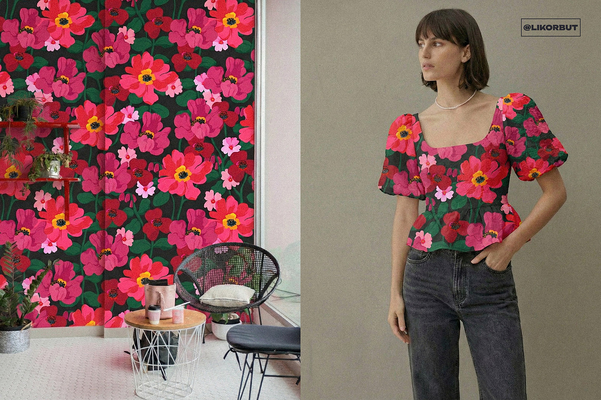 Vivid Abstract Modern Floral Pattern, a Pattern Graphic by likorbut (Photo 8 of 13)