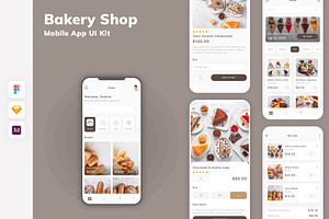 Bakery Shop Mobile App UI Kit, an UI Kit Template by uicube