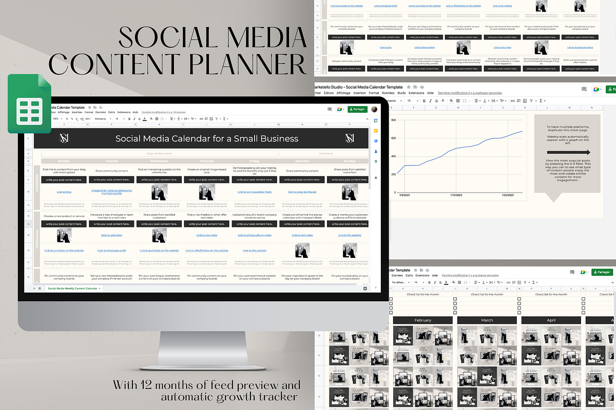 Google Sheet Marketing Calendar, a Social Media Template by Marketello Studio (Photo 1 of 4)
