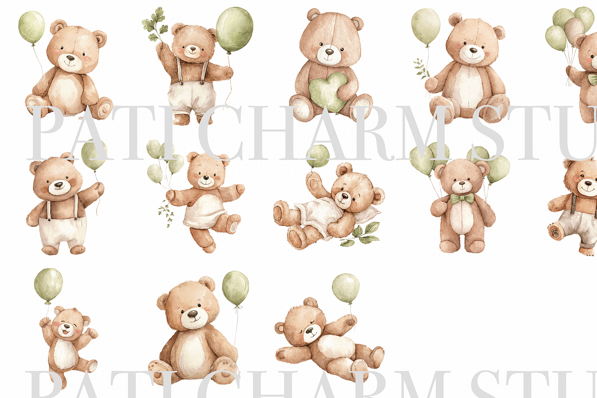 15 Teddy Bear Clipart, an Animal Illustration by Pati Charm Studio (Photo 2 of 8)