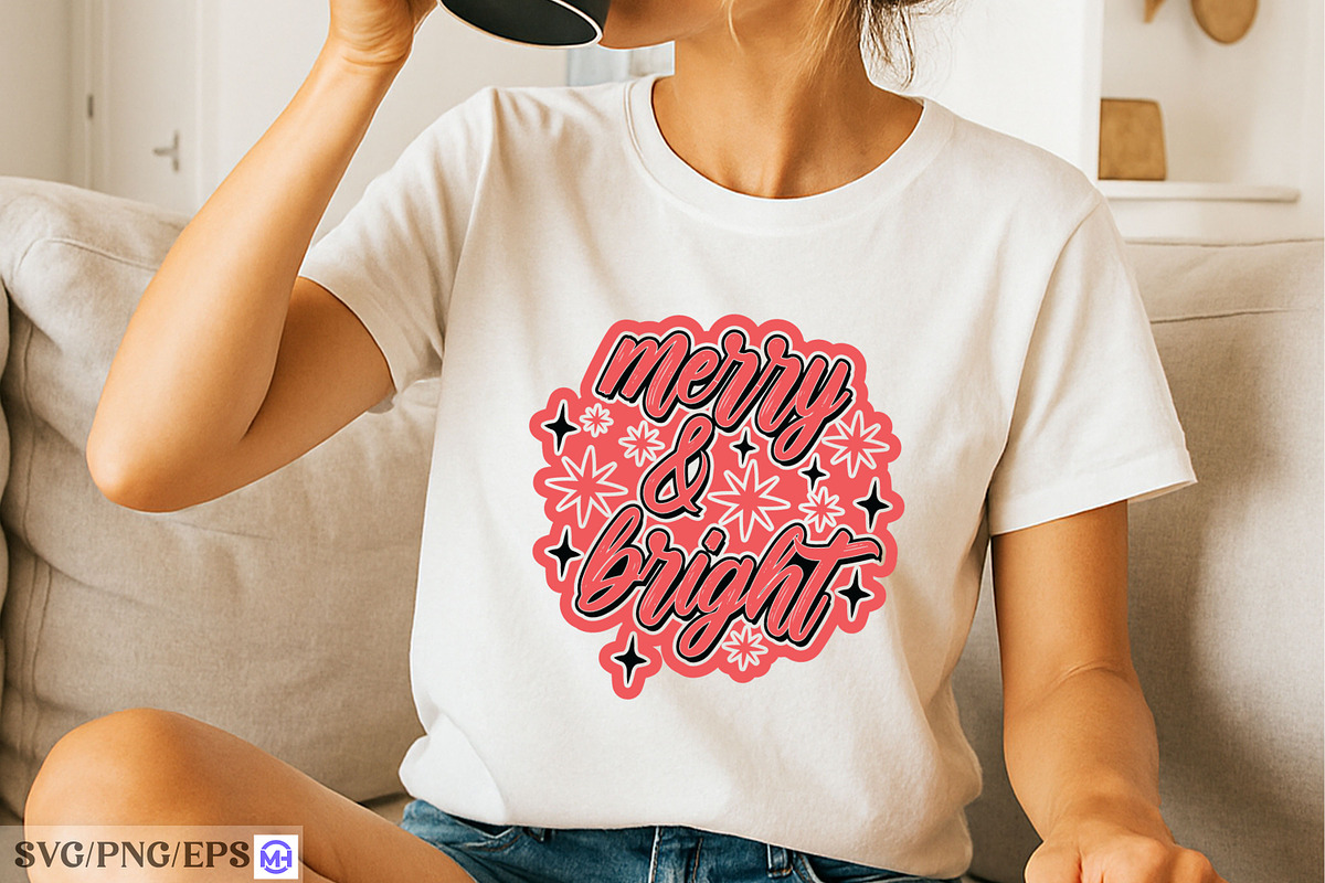 Merry & Bright Christmas SVG PNG Des, a Graphic by mh_arif (Photo 3 of 4)