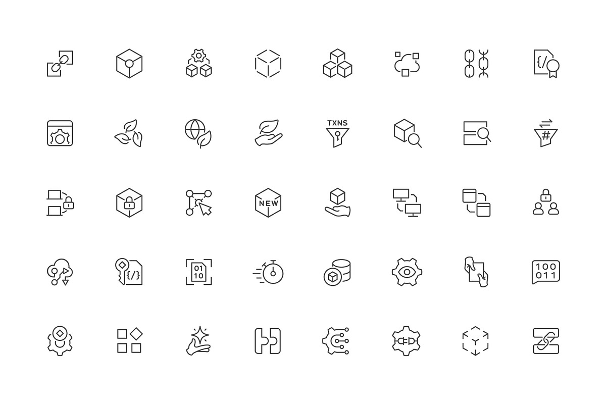 Blockchain outline icons, an Outline Icon by LAFS (Photo 3 of 3)