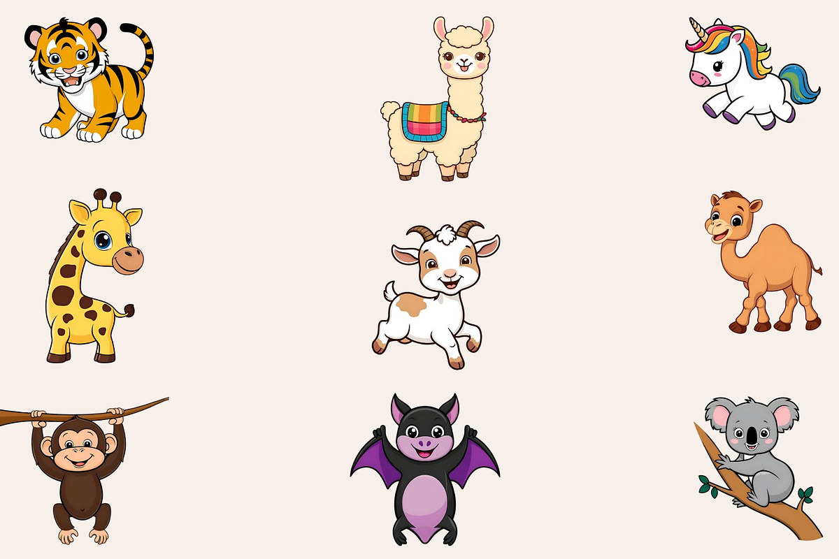 Cute Animals Clipart PNG Bundle, an Animal Illustration by maryamdesignarts (Photo 4 of 9)