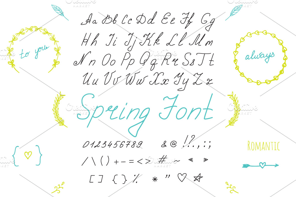 Hand drawn calligraphic font