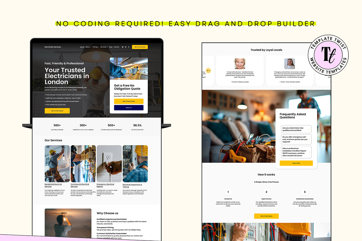 Electrician Website Template preview 7