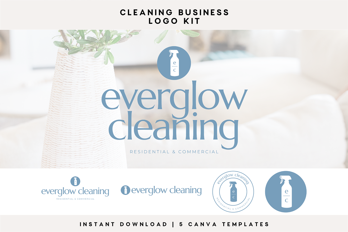 Cleaning Business Logo Kit | Canva, a Branding & Logo Template by BrandhavenStudio (Photo 1 of 8)