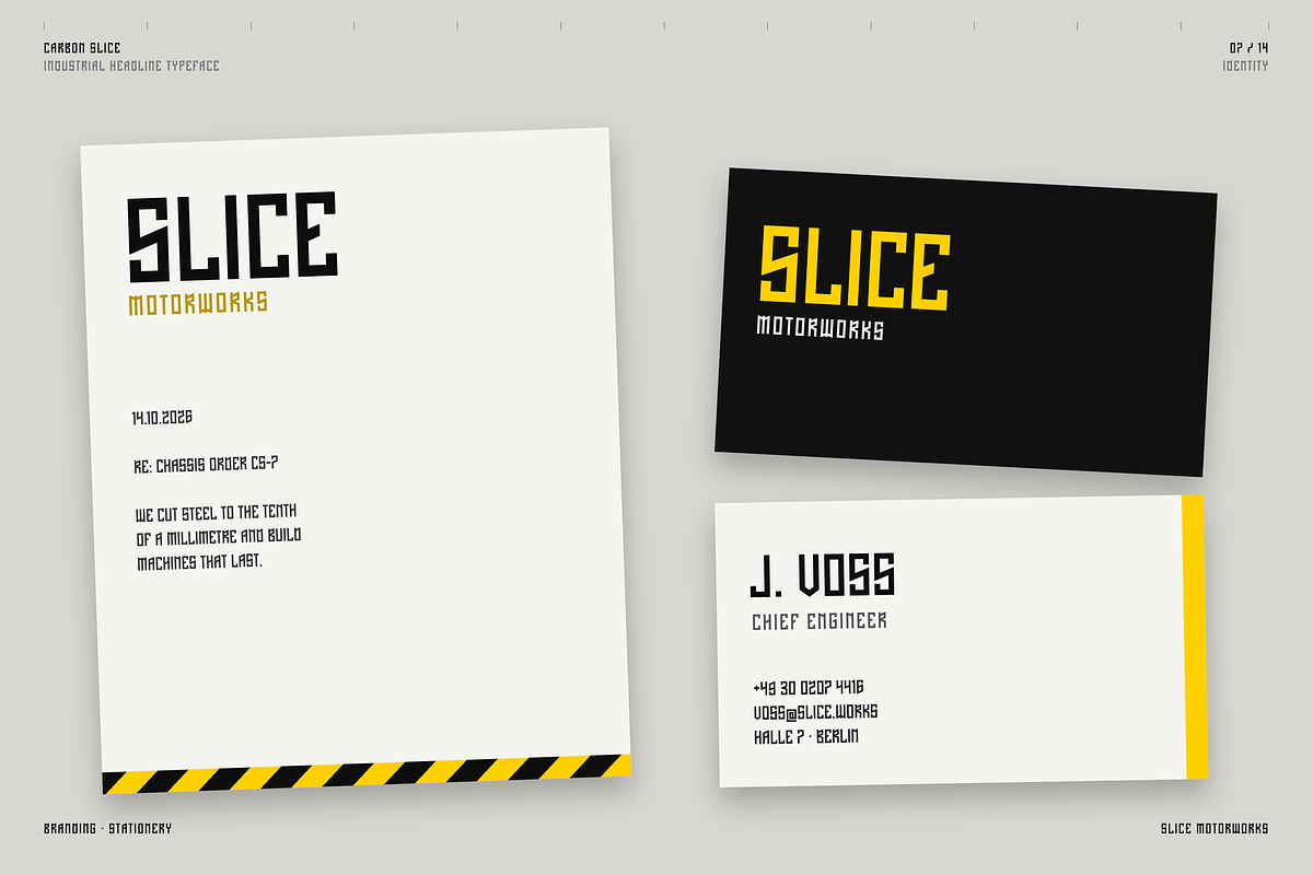Carbon Slice - Condensed Industrial, a Sans Serif Font by HipFonts (Photo 5 of 11)