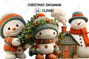 Christmas Snowman Clipart Bundle, an Illustration by Creative Art