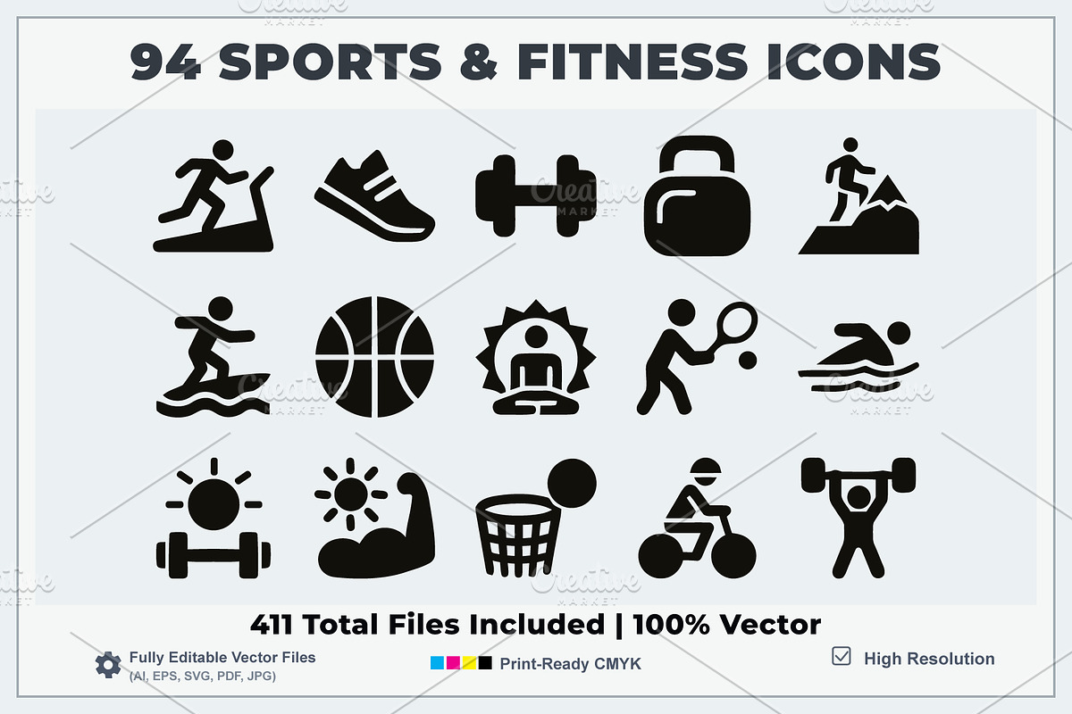 Sports Fitness Icons Logo, a Solid Icon by Vectorium Studio (Photo 1 of 16)