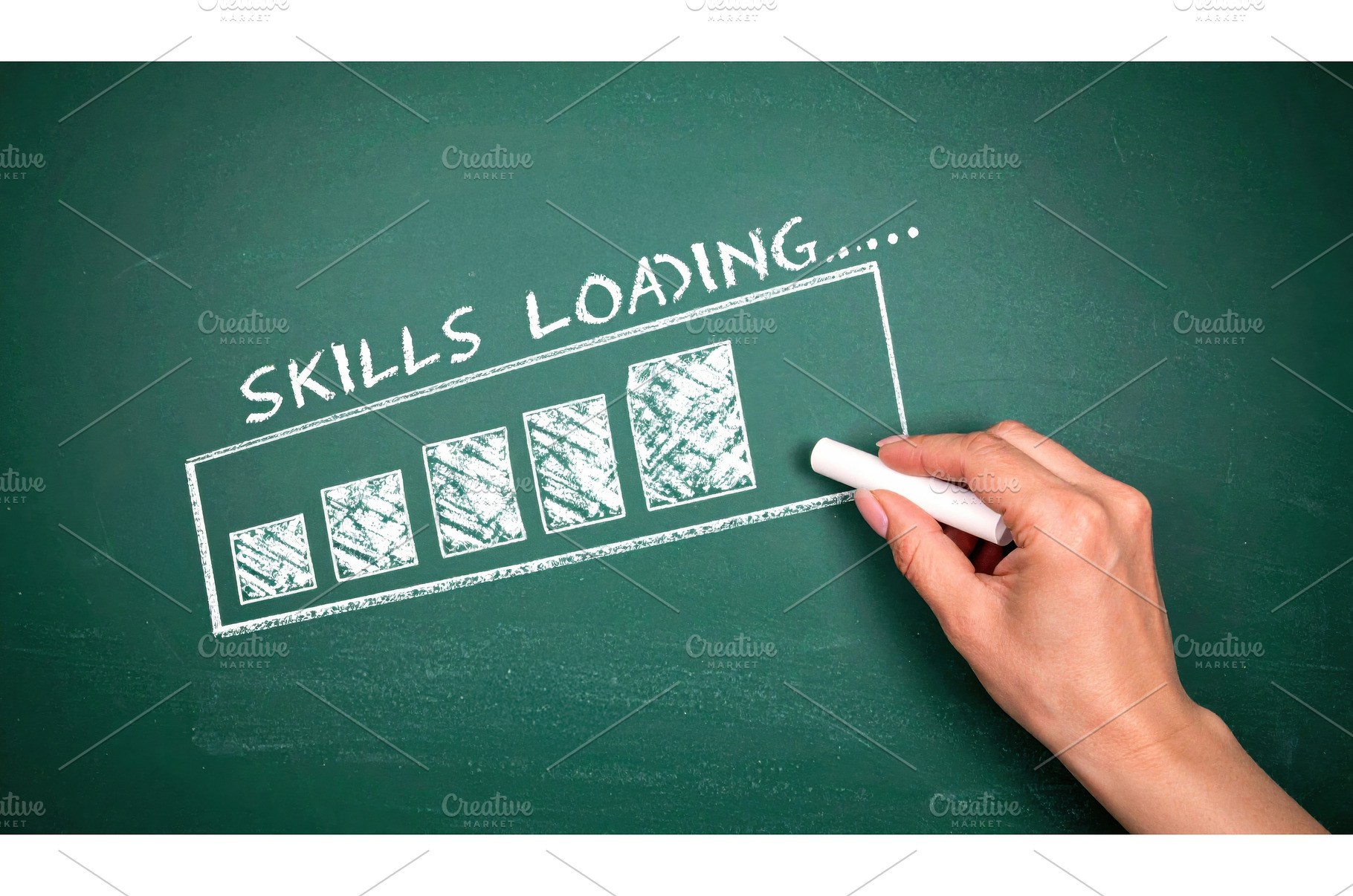 Chalkboard showing skills loading, a Business Photo by Igor Tichonow
