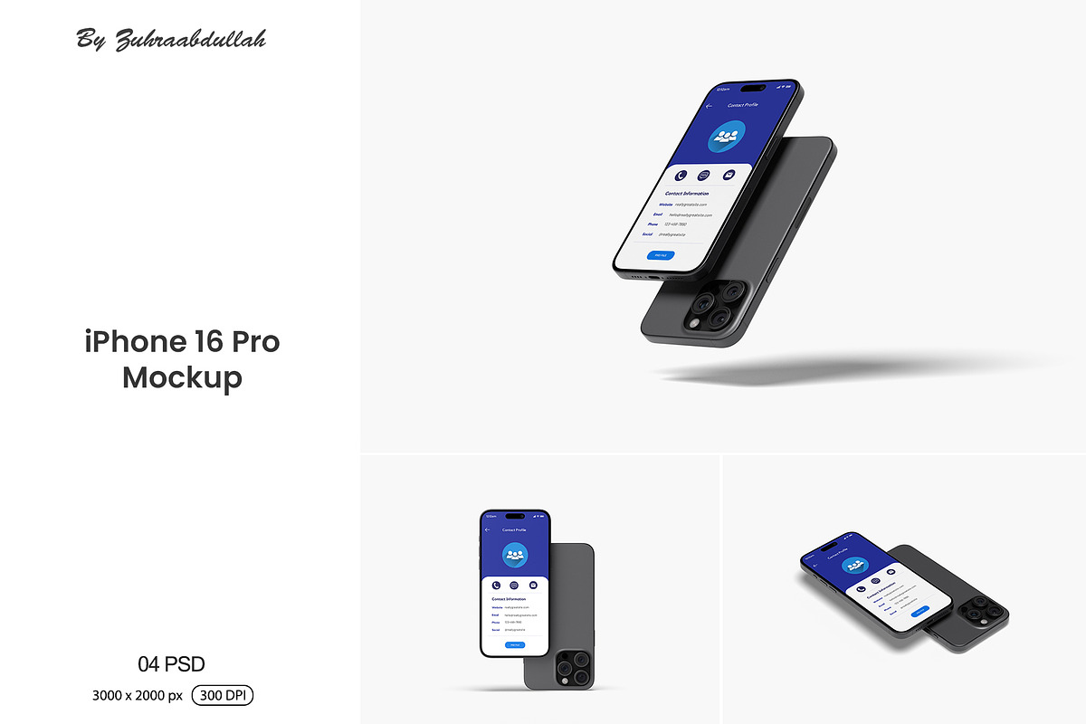 iPhone 16 Pro Mockup, an iPhone Mockup by zuhraabdullah (Photo 1 of 5)