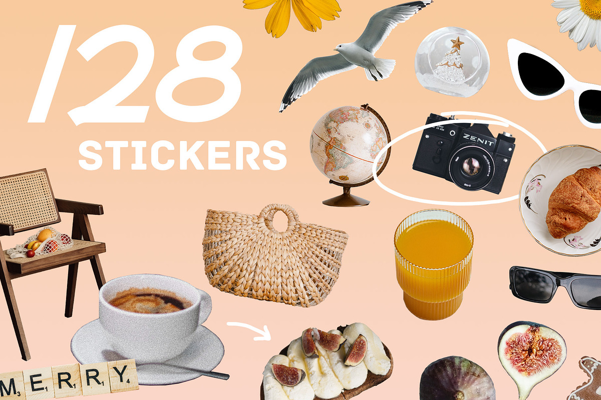 128 Collage Stickers, an Object Graphic by Kristina Dubnovitskaya (Photo 1 of 4)