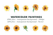 10 Watercolor Sunflower, an Illustration by Heartmade by Claudia (Thumbnail 2 of 3)