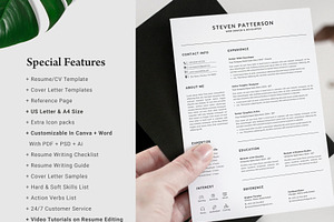 Resume / CV Template Canva & Word