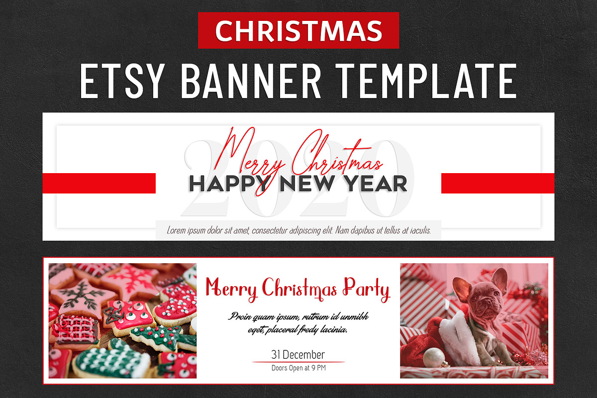 ETSY Christmas Banner Template, a Templates & Theme by illycreative (Photo 1 of 16)