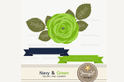 Navy and Green Digital Paper, a Pattern Graphic by JennyL Designs (Thumbnail 2 of 3)