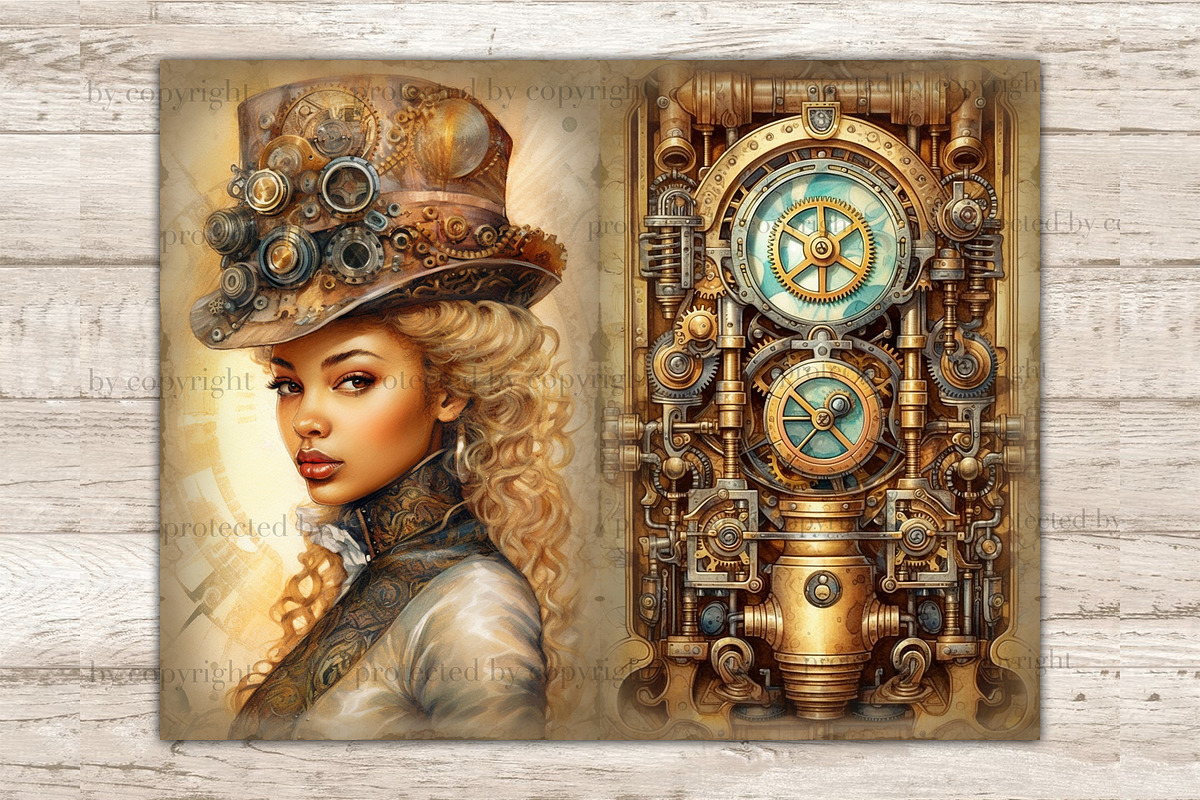 Steampunk Junk Journal Paper, a Person Illustration by GlamArtZhanna (Photo 4 of 9)