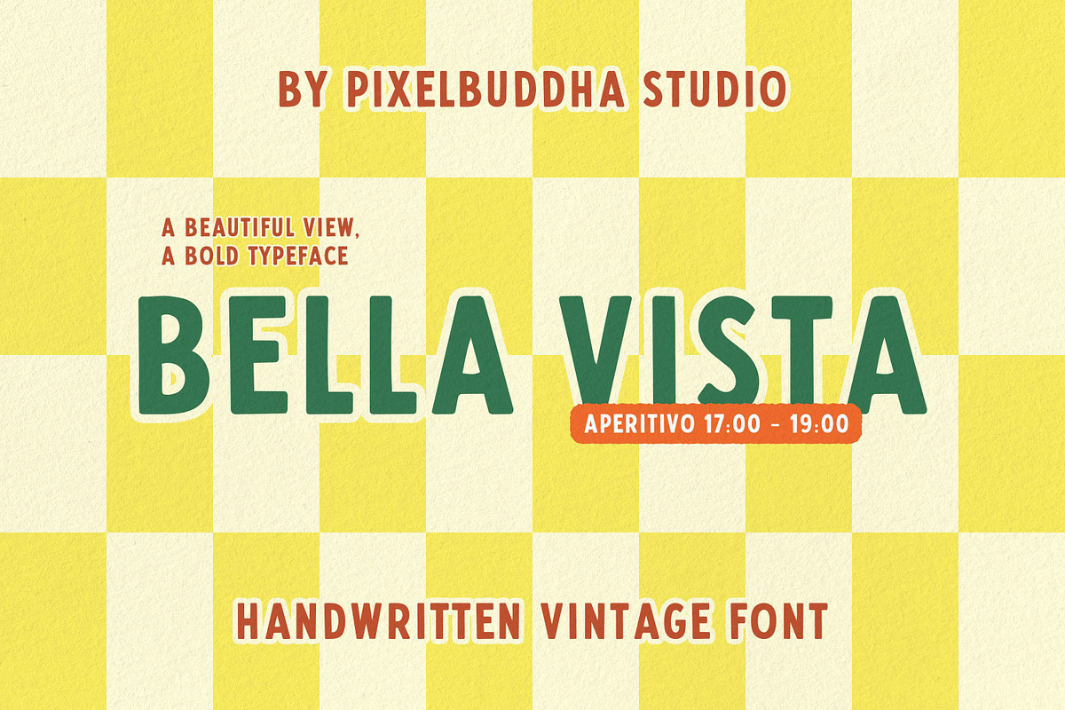 Bella Vista — Vintage Summer Display, a Sans Serif Font by pixelbuddha.net (Photo 1 of 8)