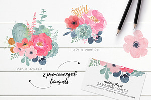 Watercolor Florals & Succulents