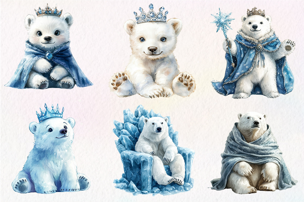 Christmas Polar Bear Clipart, an Illustration by Dream Creation (Photo 3 of 6)