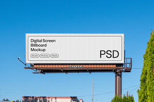 Long Outdoor Digital Billboard PSD, an Advertising Mockup by Area Mockups