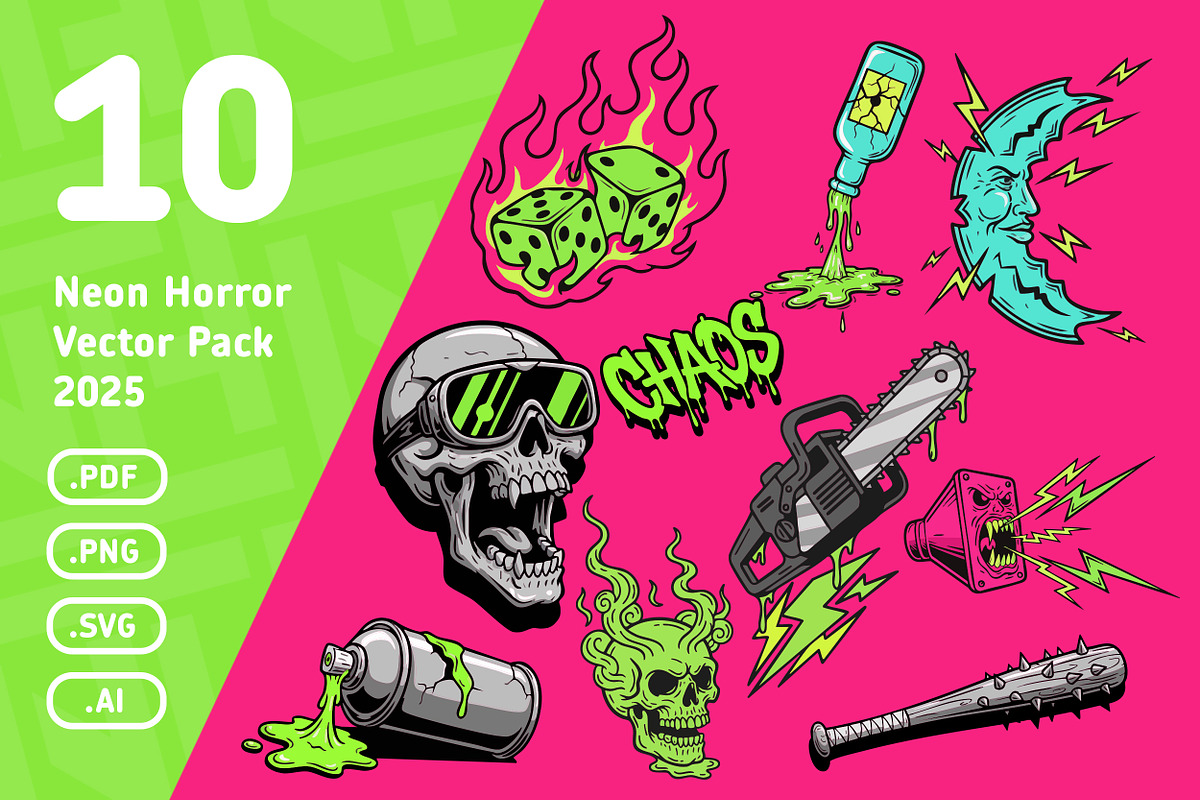 Neon Horror Vector Pack 2025, an Illustration by NH graphic (Photo 1 of 5)