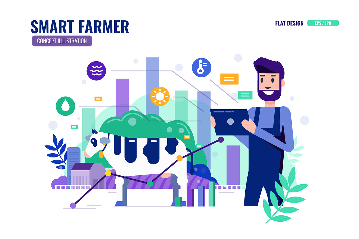 Smart Farmer Illustration, a Person Illustration by Foxyard studio (Photo 4 of 6)