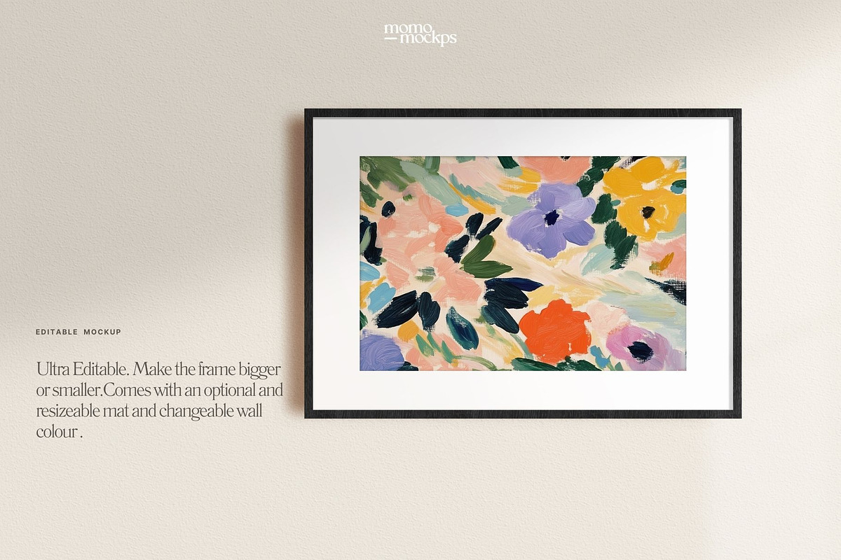 Horizontal Black Wood Frame Mockup, a Household Mockup by momomockps (Photo 7 of 14)