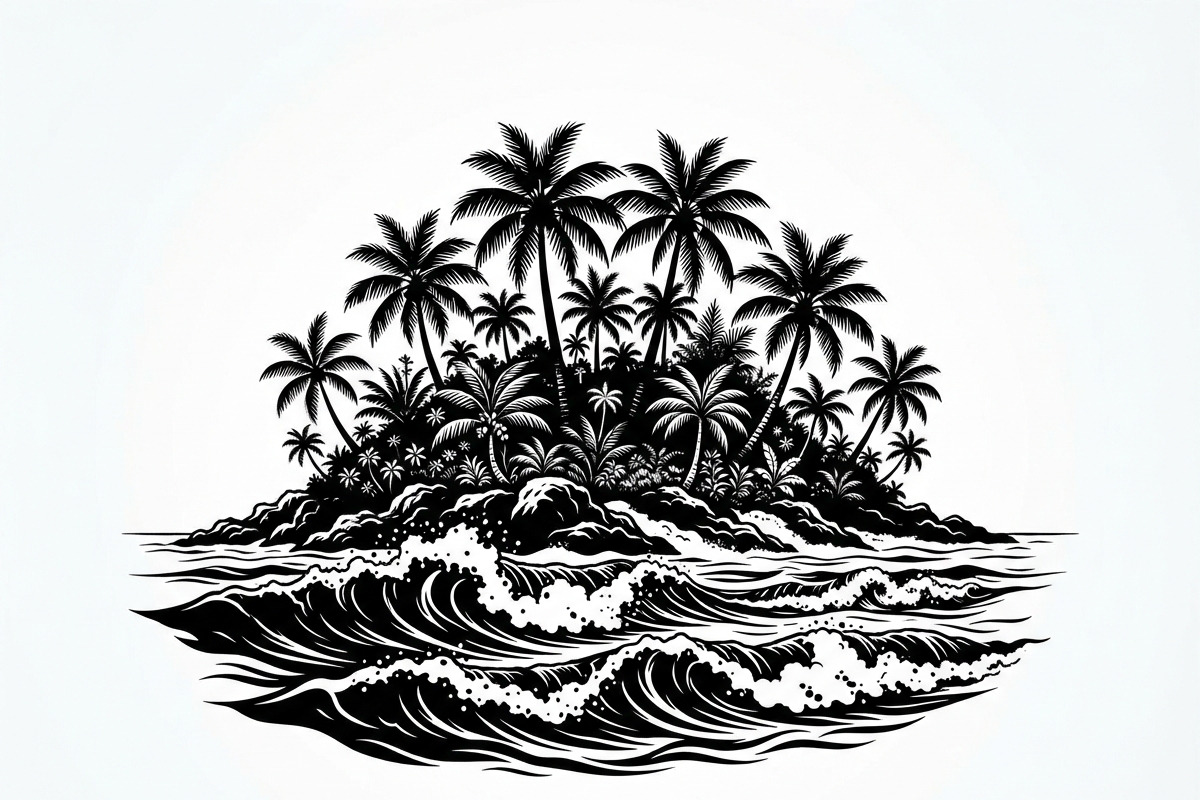 50 Tropical Palm Island Silhouette, an Empty State Illustration by Amazin_art (Photo 12 of 41)