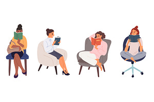 Girls in armchairs read books or, an Education Illustration by Vectorbuum