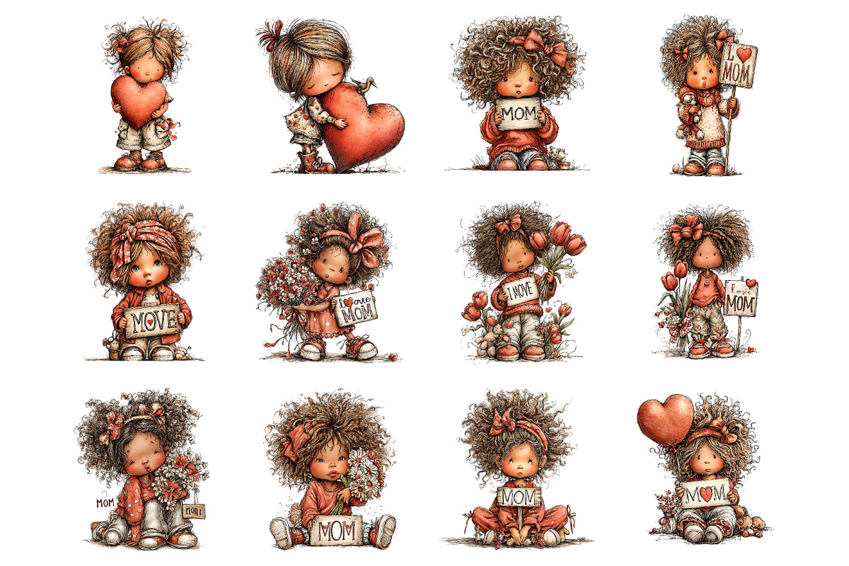 Happy mothers day clipart, an Illustration by SinaCreation (Photo 2 of 11)