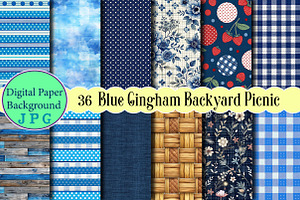 Blue Gingham Backyard Picnic Papers, a Background Photo by Wow Magic