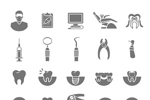 Dental Clinic Services Flat Icons