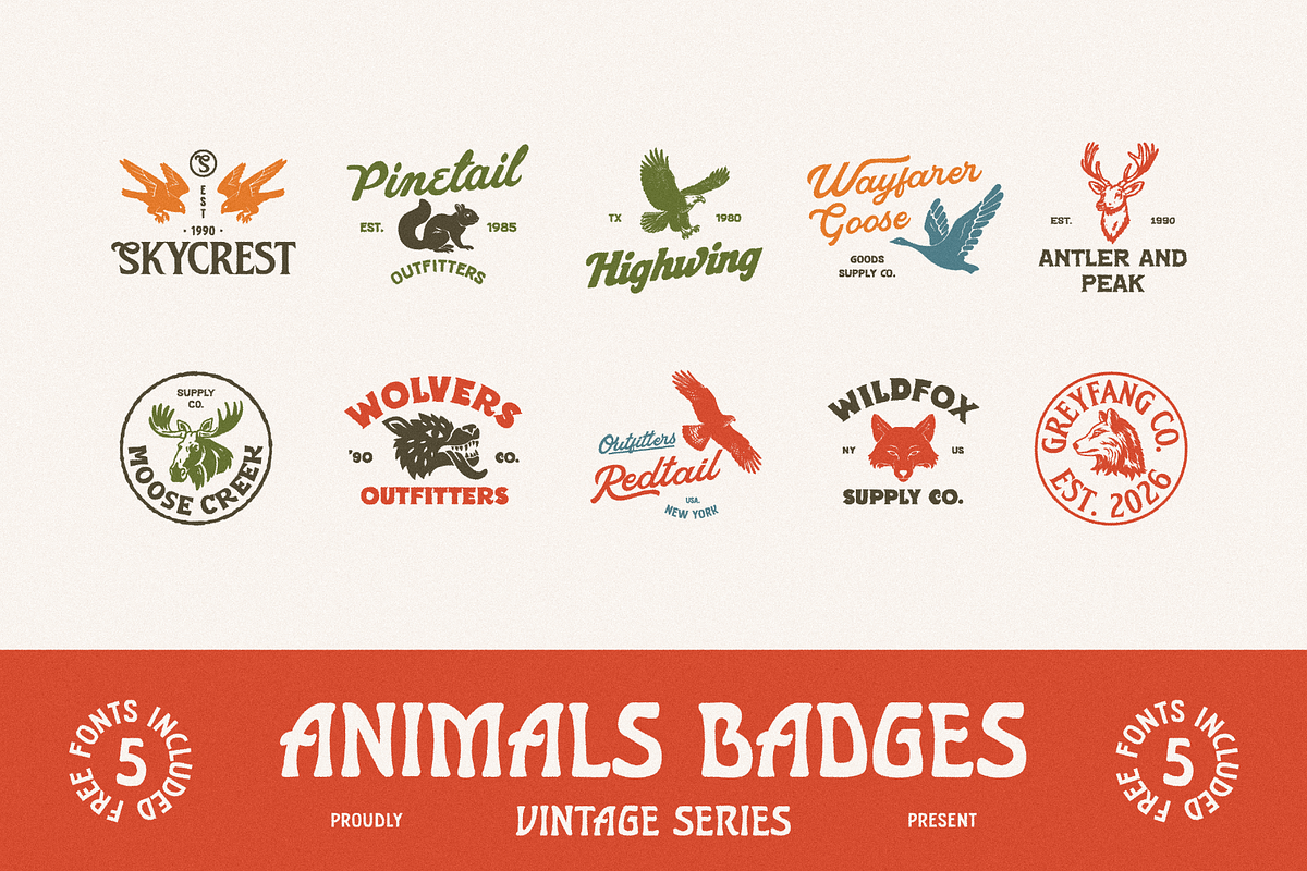 Animals & Outdoors Badges Vol. 1, a Branding & Logo Template by Skilline Supply Co. (Photo 2 of 10)