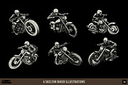 Skeleton Biker Vector Badge Bundle, a Transportation Illustration by Mutant Lagoon (Thumbnail 3 of 4)