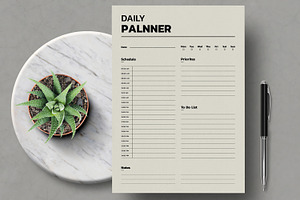 Daily Planner Template Layout, a Stationery Template by MightyDesign