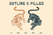 Vintage asian tigers bundle, an Object Graphic by Lisa Mill (Thumbnail 4 of 8)
